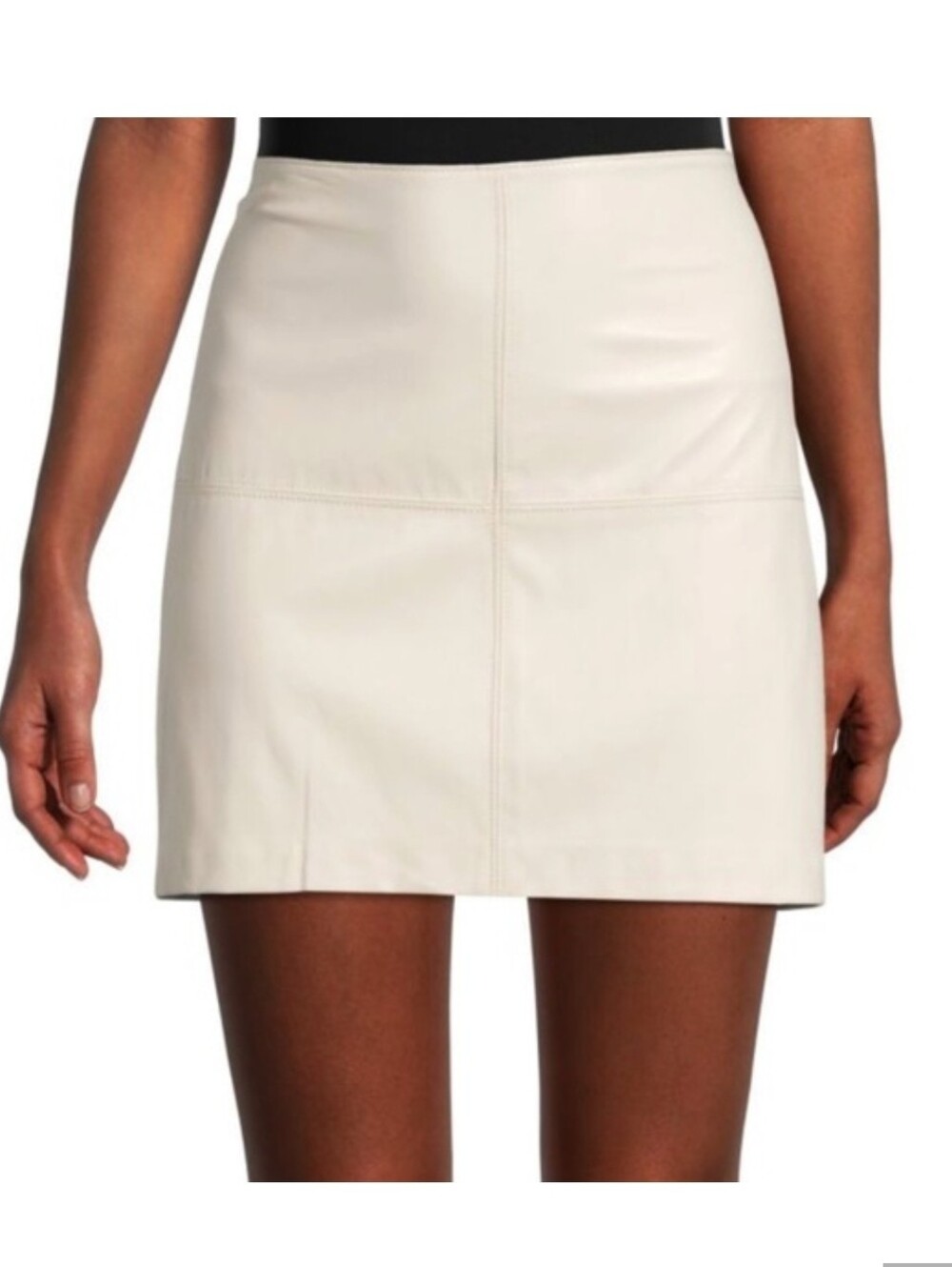 Classic Cream Mini Skirt with Panel Stitching